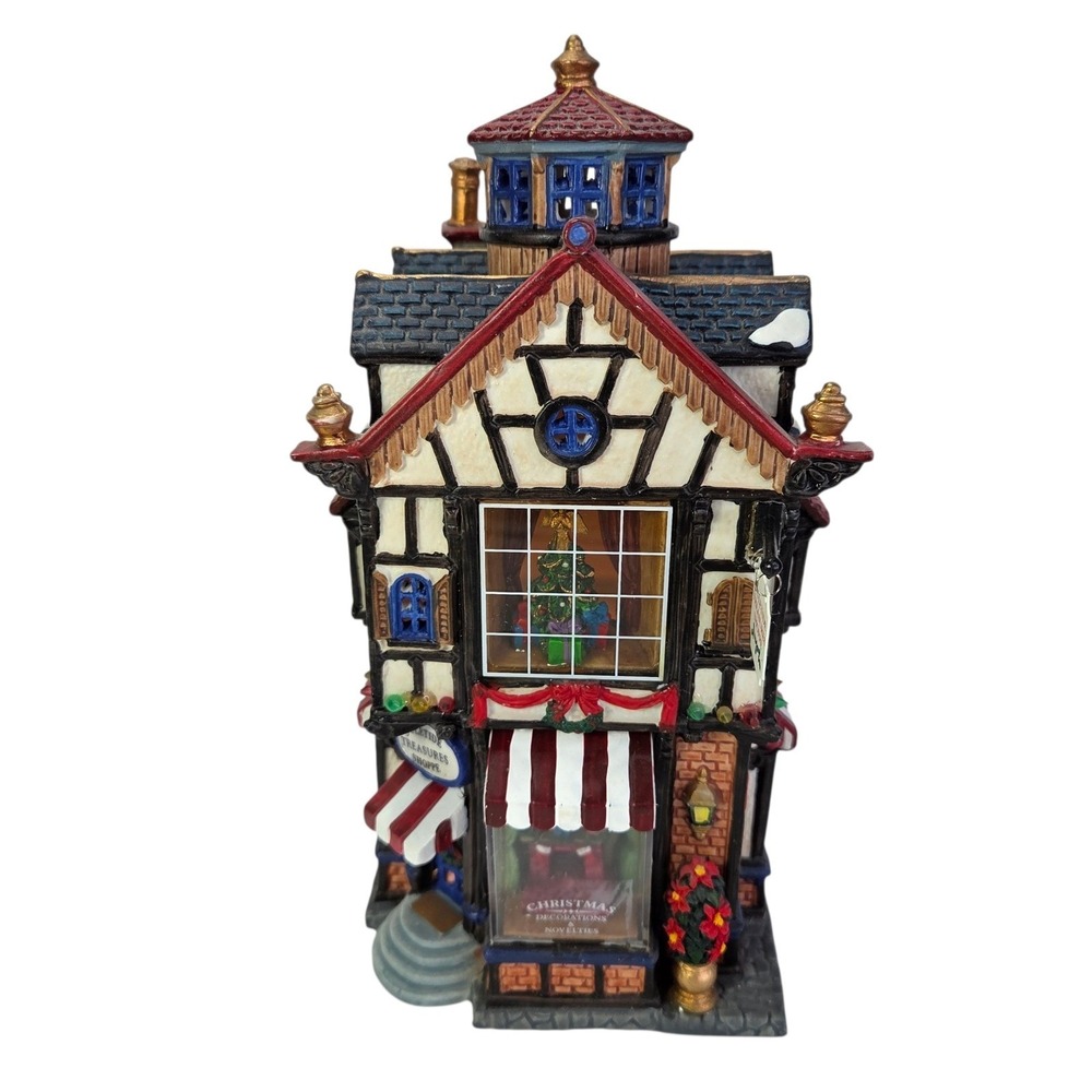 Lemax Yuletide Treasures Shoppe Shop Christmas Village Lit Members Club Box Read